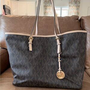 Michael Kors Brown Signature with Gold Hardware Large Tote Bag